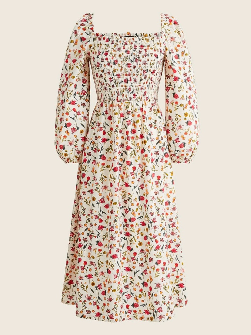 J.Crew Smocked Puff-sleeve Dress In Vintage Floral, Size Small Like New